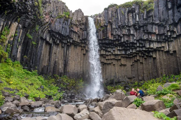 Vatnajokull Island Juli 2017 Svartifoss Wasserfall Oder Balck Wasserfall Vatnajokull — Stockfoto