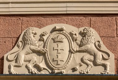 Gdansk, Pomerania, Polonya 'nın büyük arması.