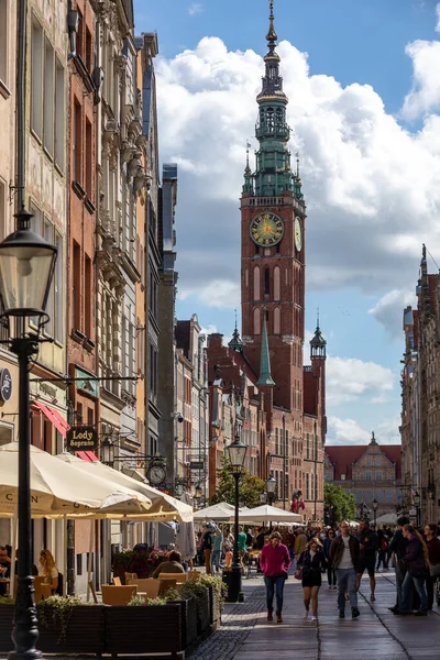 Gdansk Poland Sept 2020 View Town Hall Tourists Local People — Stock Photo, Image