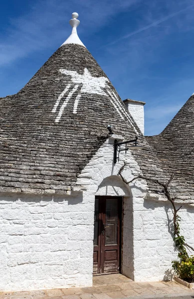 Casas Blancas Tradicionales Pueblo Trulli Alberobello Italia Estilo Construcción Específico — Foto de Stock