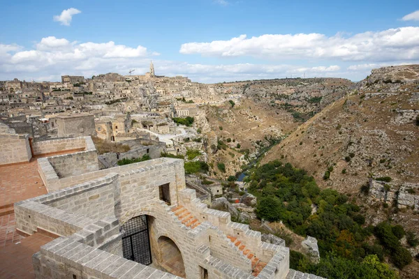 Άποψη Του Sassi Matera Μια Ιστορική Συνοικία Στην Πόλη Της — Φωτογραφία Αρχείου