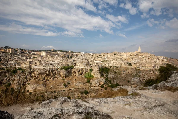 Vista Panorámica Sassi Matera Distrito Histórico Ciudad Matera Bien Conocido — Foto de Stock