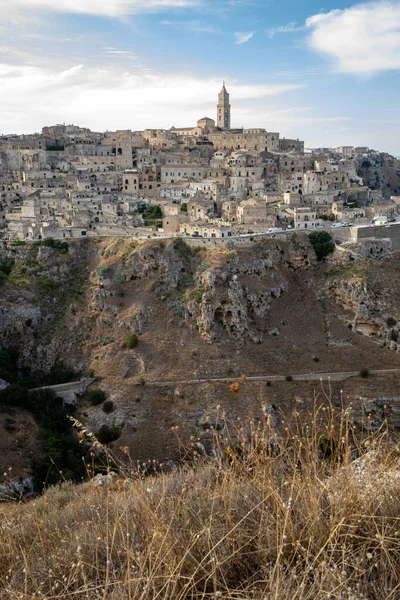 Panoramatický Výhled Sassi Matera Historickou Čtvrť Městě Matera Známou Svými — Stock fotografie