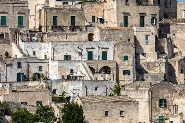 Vista Sassi Matera Bairro Histórico Cidade Matera Bem Conhecido Por — Fotografia de Stock