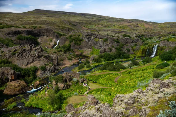 Hjalparfoss Island Juli 2017 Landschaftliche Landschaft Des Hjalparfoss Süden Islands — Stockfoto