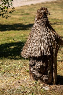 Kalın ağaç gövdelerinden yapılmış eski og kovanları