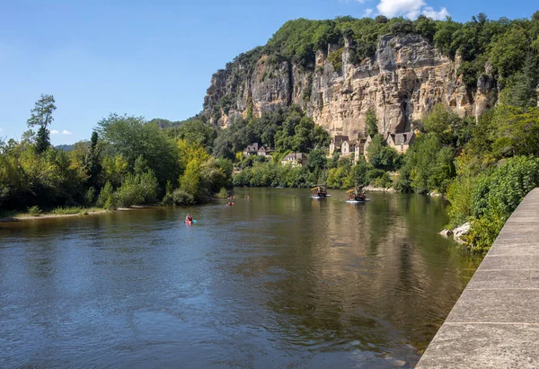 Roque Gageac Dordogne Frankrijk September 2018 Kanovaren Toeristenboot Het Frans — Stockfoto