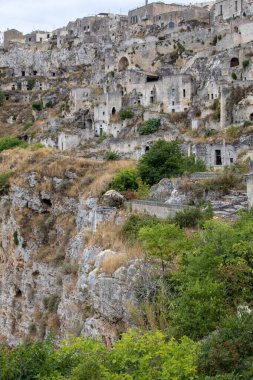 Sasso Caveoso, Matera 'nın tarihi bölgesi Sassi di Matera' nın yenilenmiş bir parçası değildir. Basilicata. İtalya