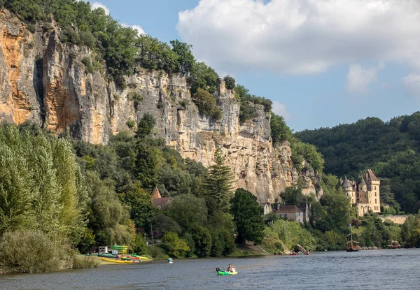 Roque Gageac Dordogne Frankrijk September 2018 Kanovaren Toeristenboot Het Frans — Stockfoto