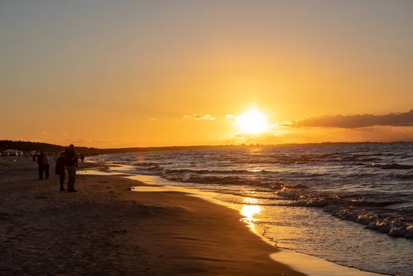 Vista Pôr Sol Beleza Praia Jantar Pomeriânia Polónia — Fotografia de Stock