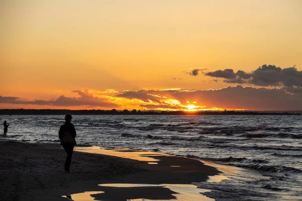 Bellezza Vista Tramonto Dalla Spiaggia Jantar Pomeriania Polonia — Foto Stock