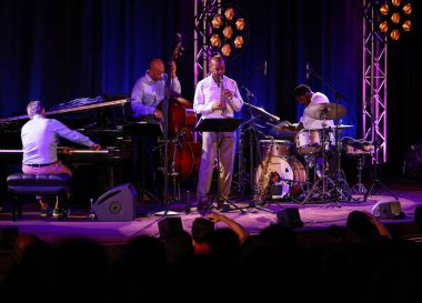 Cracow, Polonya - 11 Temmuz 2021: Branford Marsalis Quartet, Krakow 'da düzenlenen 26.