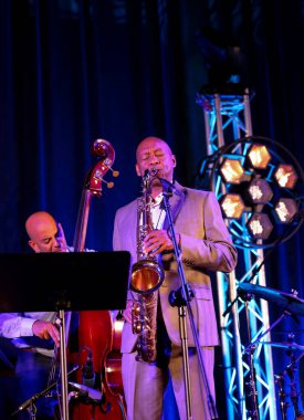 Cracow, Polonya - 11 Temmuz 2021: Branford Marsalis Quartet, Krakow 'da düzenlenen 26.