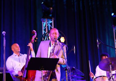 Cracow, Polonya - 11 Temmuz 2021: Branford Marsalis Quartet, Krakow 'da düzenlenen 26.