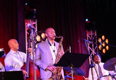 Cracow, Polonya - 11 Temmuz 2021: Branford Marsalis Quartet, Krakow 'da düzenlenen 26.