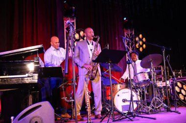 Cracow, Polonya - 11 Temmuz 2021: Branford Marsalis Quartet, Krakow 'da düzenlenen 26.