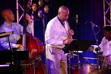 Cracow, Polonya - 11 Temmuz 2021: Branford Marsalis Quartet, Krakow 'da düzenlenen 26.