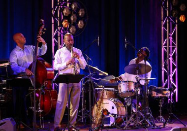 Cracow, Polonya - 11 Temmuz 2021: Branford Marsalis Quartet, Krakow 'da düzenlenen 26.