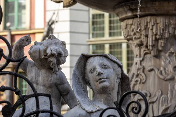 Gdansk Taki Long Market Caddesi Ndeki Neptune Fountain Polonya — Stok fotoğraf