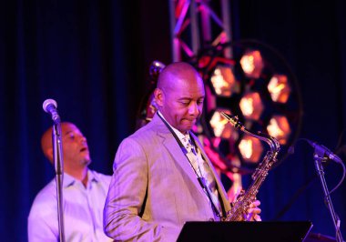 Cracow, Polonya - 11 Temmuz 2021: Branford Marsalis Quartet, Krakow 'da düzenlenen 26.
