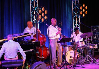 Cracow, Polonya - 11 Temmuz 2021: Branford Marsalis Quartet, Krakow 'da düzenlenen 26.