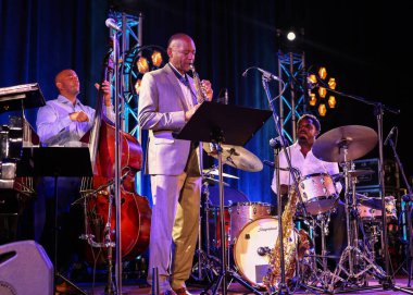 Cracow, Polonya - 11 Temmuz 2021: Branford Marsalis Quartet, Krakow 'da düzenlenen 26.