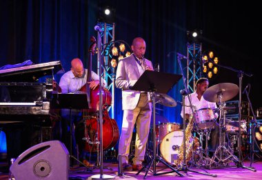 Cracow, Polonya - 11 Temmuz 2021: Branford Marsalis Quartet, Krakow 'da düzenlenen 26.