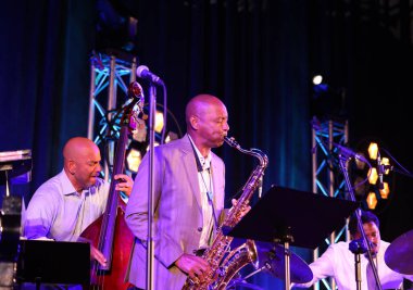 Cracow, Polonya - 11 Temmuz 2021: Branford Marsalis Quartet, Krakow 'da düzenlenen 26.