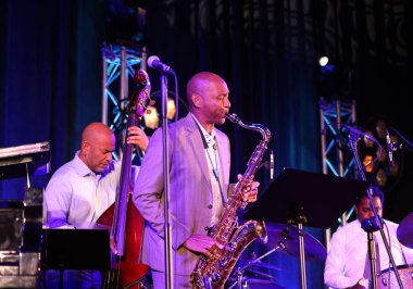 Cracow, Polonya - 11 Temmuz 2021: Branford Marsalis Quartet, Krakow 'da düzenlenen 26.