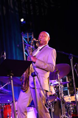 Cracow, Polonya - 11 Temmuz 2021: Branford Marsalis Quartet, Krakow 'da düzenlenen 26.