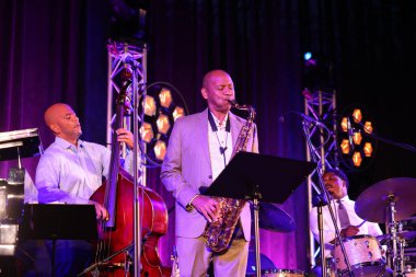 Cracow, Polonya - 11 Temmuz 2021: Branford Marsalis Quartet, Krakow 'da düzenlenen 26.