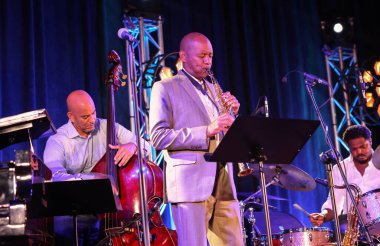 Cracow, Polonya - 11 Temmuz 2021: Branford Marsalis Quartet, Krakow 'da düzenlenen 26.