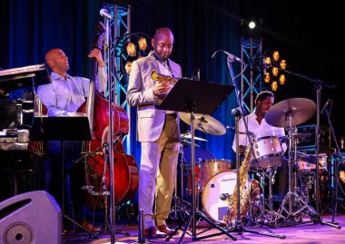 Cracow, Polonya - 11 Temmuz 2021: Branford Marsalis Quartet, Krakow 'da düzenlenen 26.