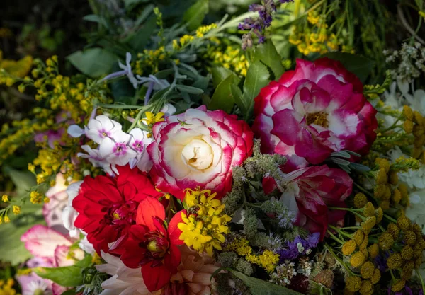 Traditional Bouquet Flowers Herbs Fruits Symbol Summer — Stock Photo, Image