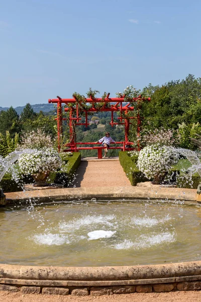 Vit Trädgård Den Pittoreska Jardins Manoir Eyrignac Dordogne Frankrike — Stockfoto