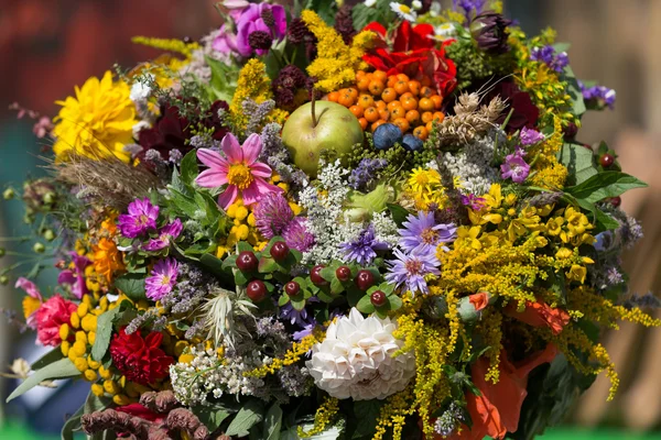 Beautiful bouquets of flowers and herbs — Stock Photo, Image