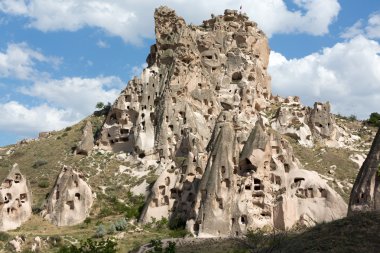 Türkiye 'nin Kapadokya kentindeki Uchisar kalesine bakış
