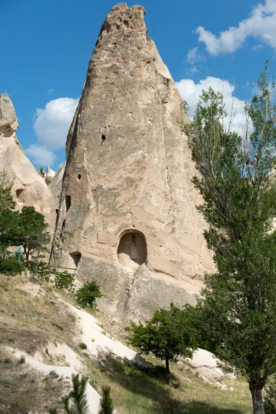 Widok na zamek Uchisar w Kapadocji, Turcja — Zdjęcie stockowe