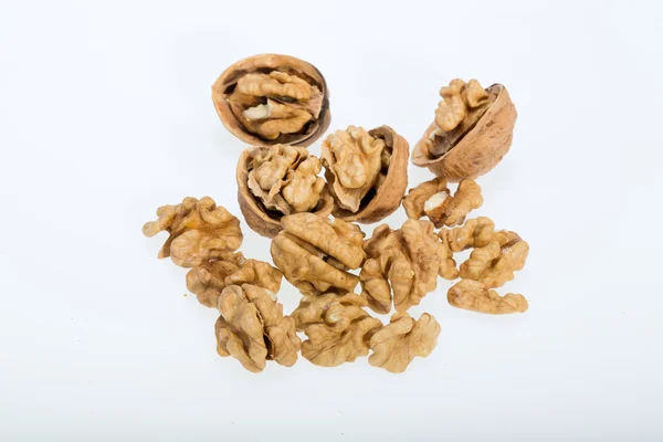 Cracked walnut isolated on the white background — Stock Photo, Image