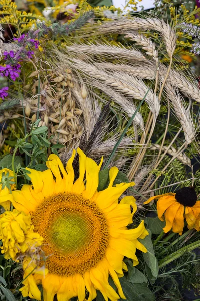 Beautiful bouquets of flowers and herbs — Stock Photo, Image