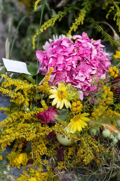 Beautiful bouquets of flowers and herbs — Stock Photo, Image