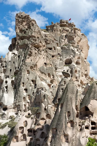 Vista del castillo de Uchisar en Capadocia, Turquía — Foto de Stock