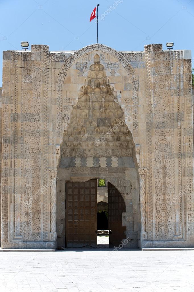 Entrance to the Sultanhani caravansary on the Silk Road, Turkey