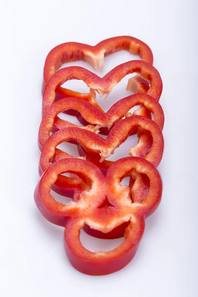 Sliced red pepper isolated on white background — Stock Photo, Image