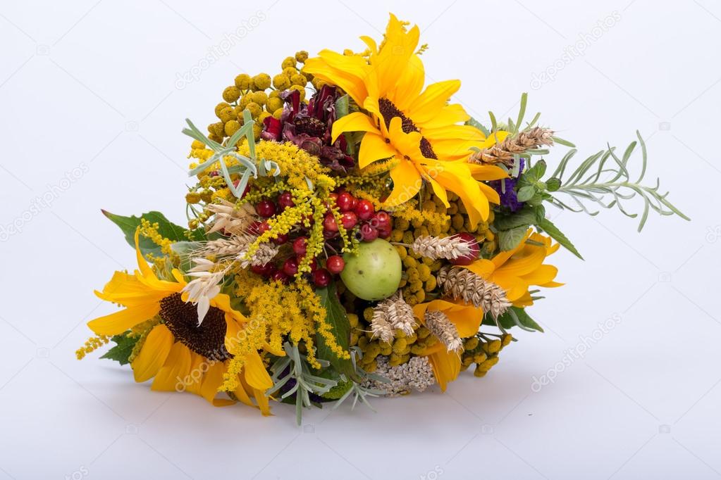Beautiful bouquets of flowers and herbs