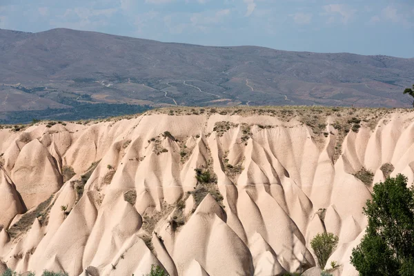 Volcanic rock landscape, Goreme, Cappadocia, Uchisar, Turkey — Stock Photo, Image