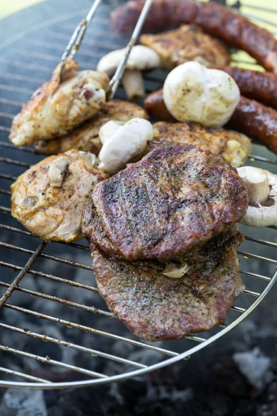 Barbecue con deliziosa carne alla griglia — Foto Stock