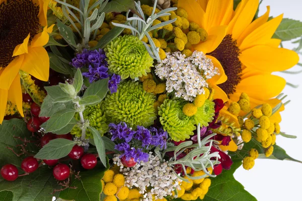 Beautiful bouquets of flowers and herbs — Stock Photo, Image