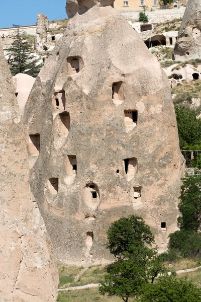 Vista do castelo de Uchisar na Capadócia, Turquia — Fotografia de Stock