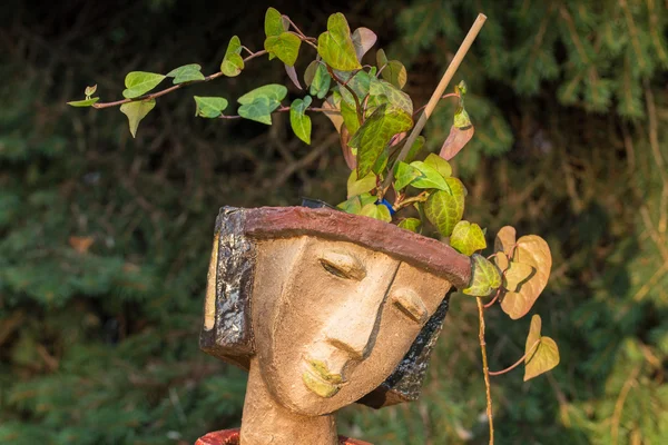 女性头部形状的花盆 — 图库照片